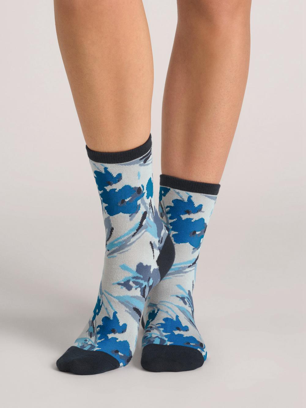 Ted Baker 3 Pack Mixed Floral Rayon Crew Women Socks Blue | Malaysia  1258-KJDSE
