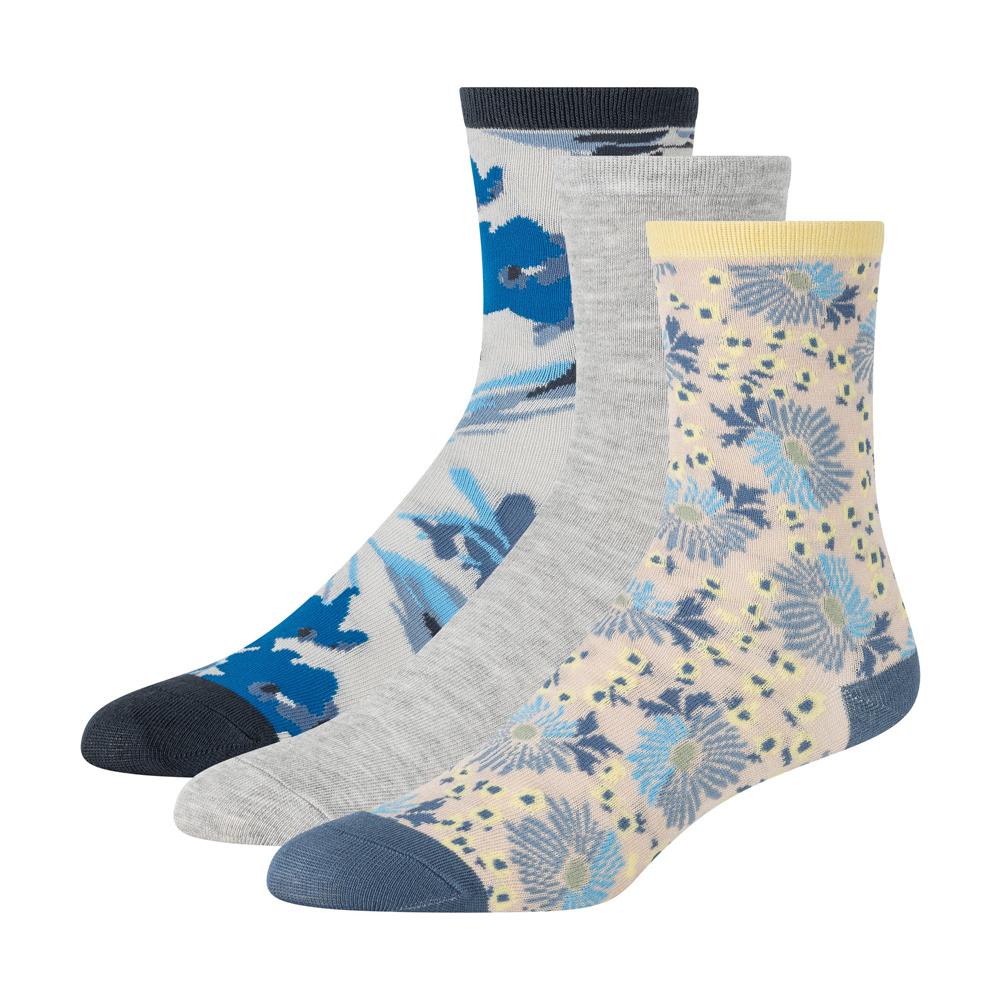 Ted Baker 3 Pack Mixed Floral Rayon Crew Women Socks Blue | Malaysia  1258-KJDSE