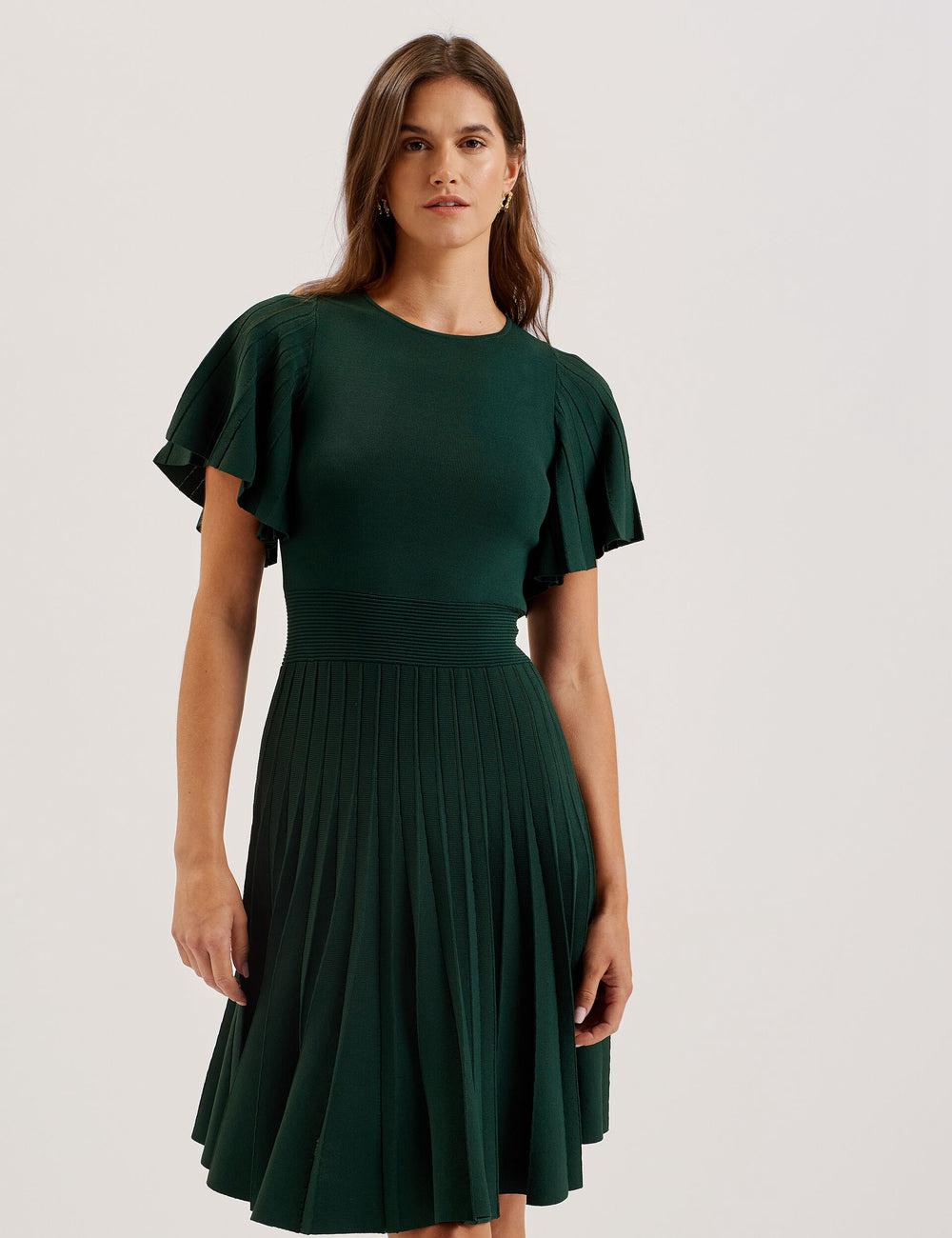 Ted Baker ALENHA - Knitted Angel Sleeve Women Mini Dresses Dk-Green | Malaysia  4963-YOFVT