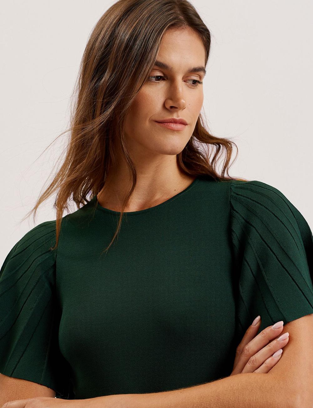 Ted Baker ALENHA - Knitted Angel Sleeve Women Mini Dresses Dk-Green | Malaysia  4963-YOFVT
