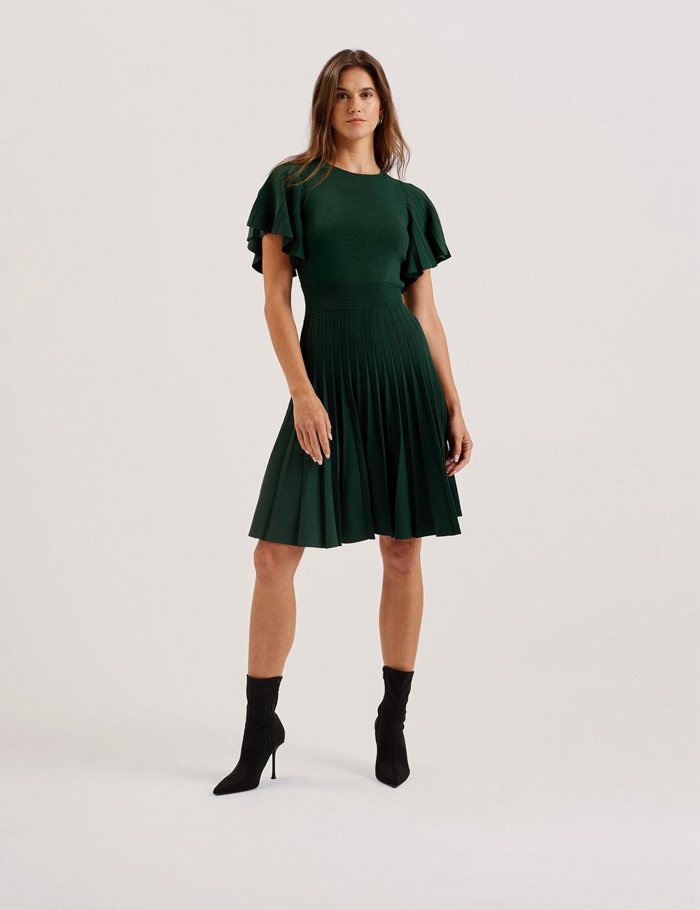 Ted Baker ALENHA - Knitted Angel Sleeve Women Mini Dresses Dk-Green | Malaysia  4963-YOFVT