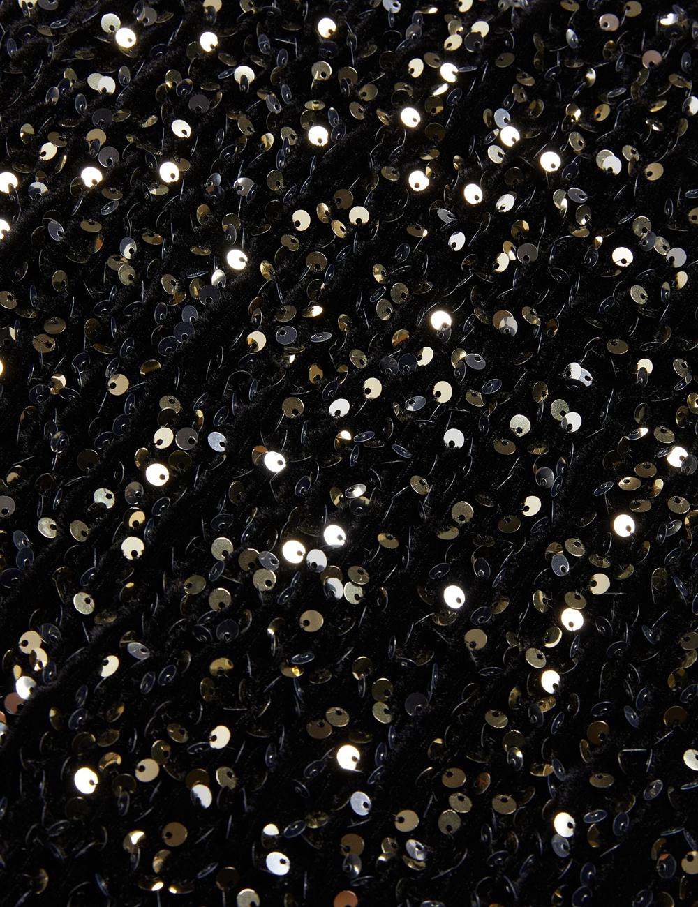 Ted Baker AUDRIYY - Sequin Embellished Velvet Shift Women Mini Dresses Black | Malaysia  3685-NJAVG