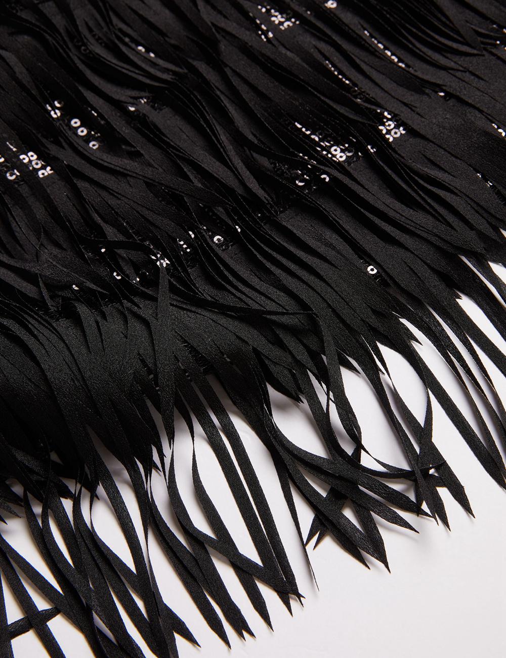 Ted Baker BARTIN - Fringed Sequin Halter Strap Women Mini Dresses Black | Malaysia  4216-LWVDN
