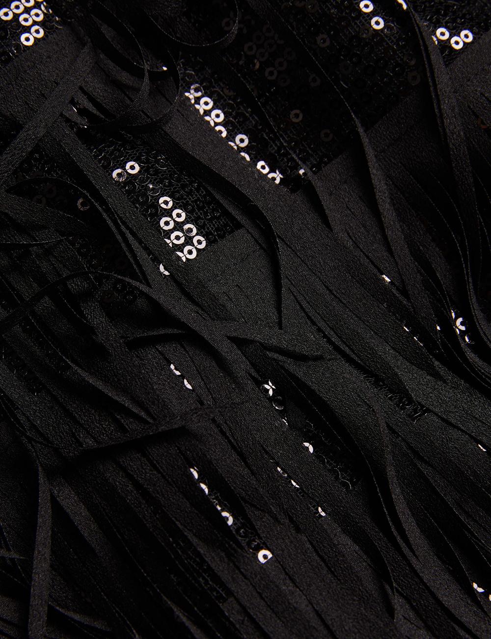 Ted Baker BARTIN - Fringed Sequin Halter Strap Women Mini Dresses Black | Malaysia  4216-LWVDN