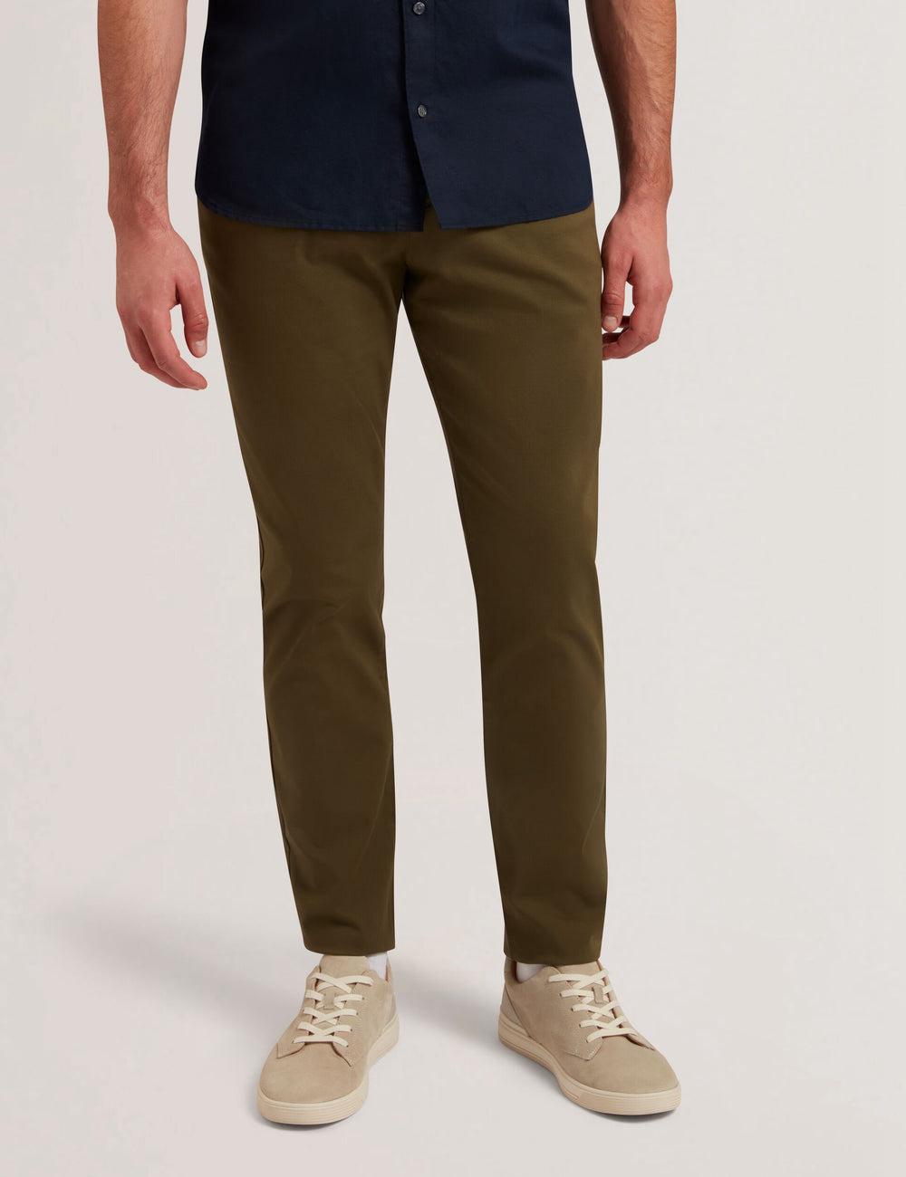 Ted Baker BATFORD - Slim Fit Cotton Blend Chinos Men Trousers Khaki | Malaysia  1590-TCOEL
