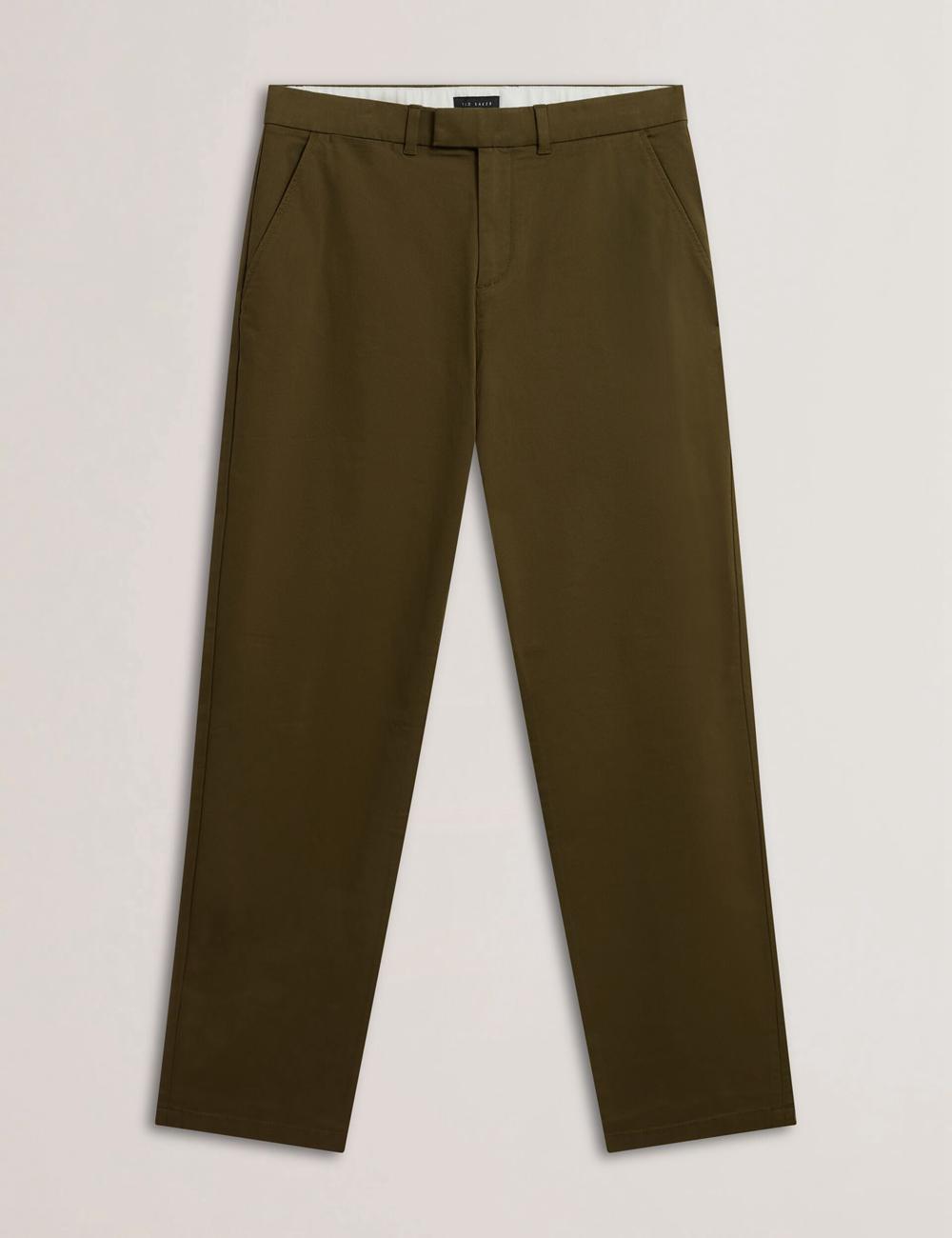 Ted Baker BATFORD - Slim Fit Cotton Blend Chinos Men Trousers Khaki | Malaysia  1590-TCOEL
