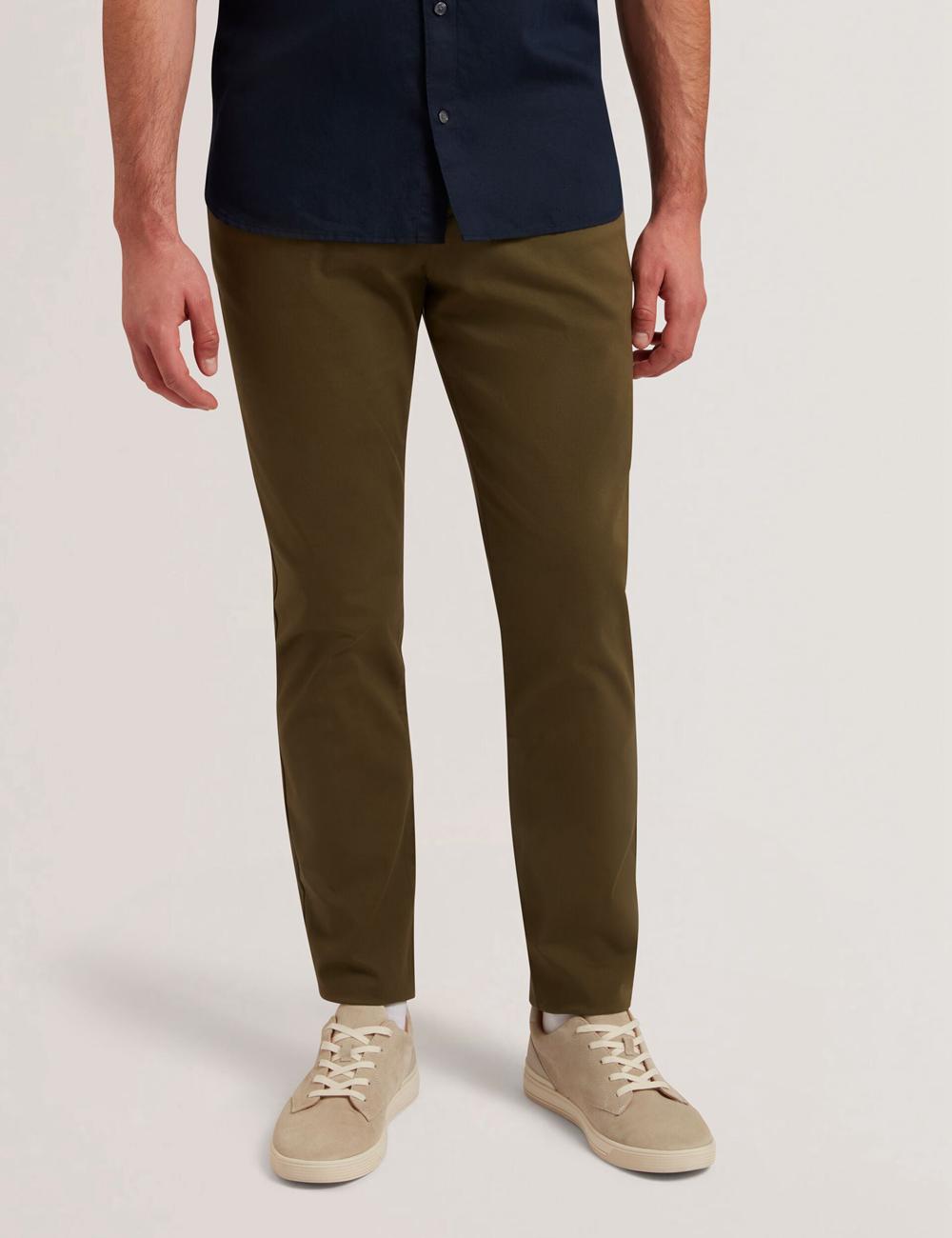 Ted Baker BATFORD - Slim Fit Cotton Blend Chinos Men Trousers Khaki | Malaysia  1590-TCOEL