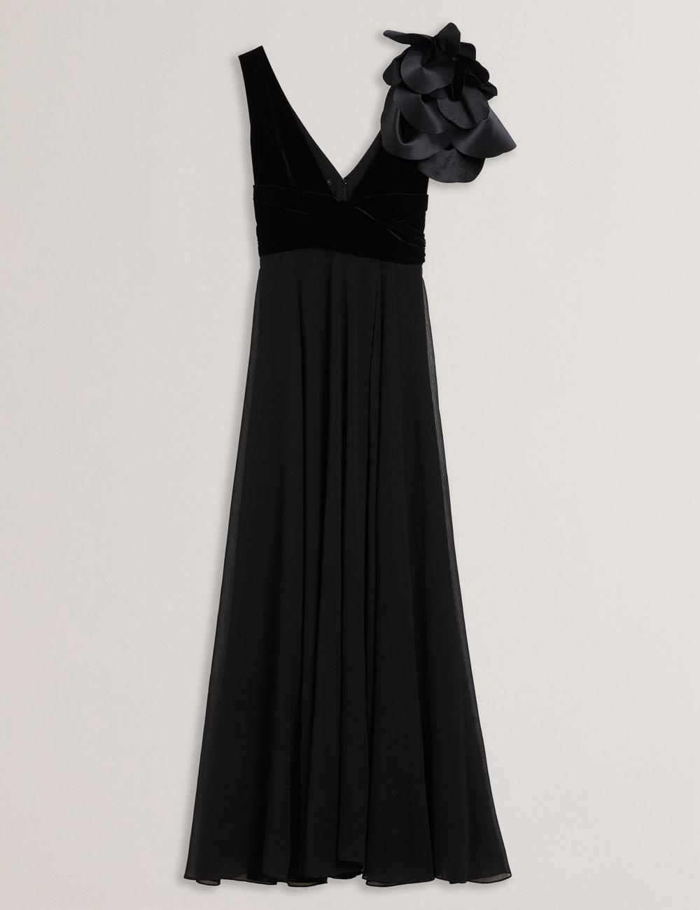Ted Baker BEIRA - Corsage Plunge Neck Sleeveless Women Maxi Dresses Black | Malaysia  3170-DKFUZ