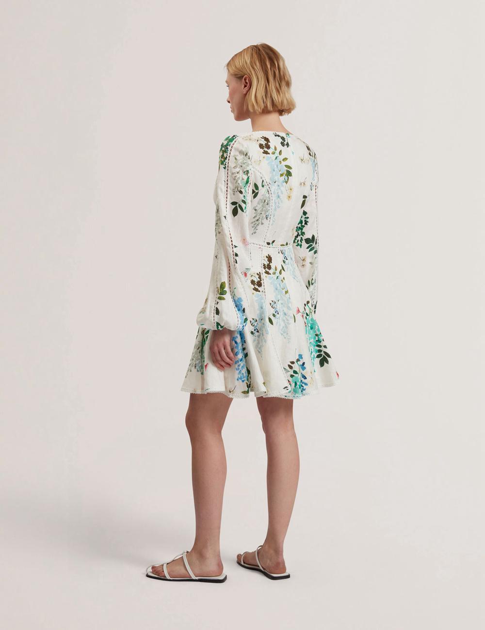 Ted Baker BELVIDA - Floral Crochet Trim Linen Women Mini Dresses White | Malaysia  3687-ZWGFD
