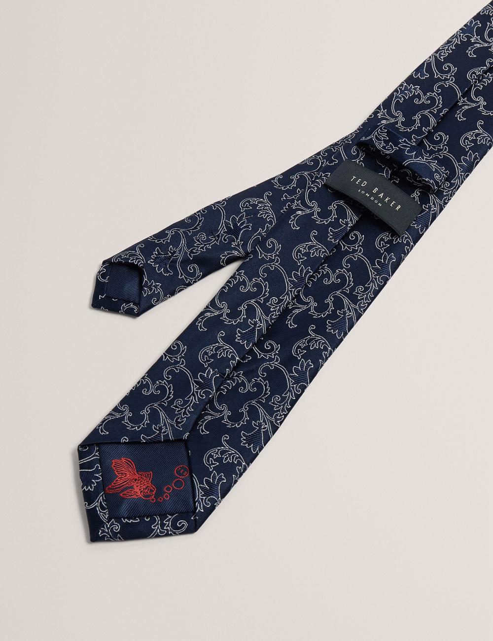 Ted Baker BIONDIS - Baroque Floral Print Silk Men Ties Navy | Malaysia  2694-BLEKZ