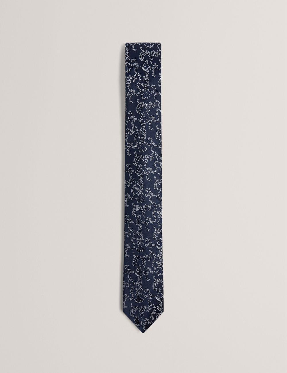 Ted Baker BIONDIS - Baroque Floral Print Silk Men Ties Navy | Malaysia  2694-BLEKZ