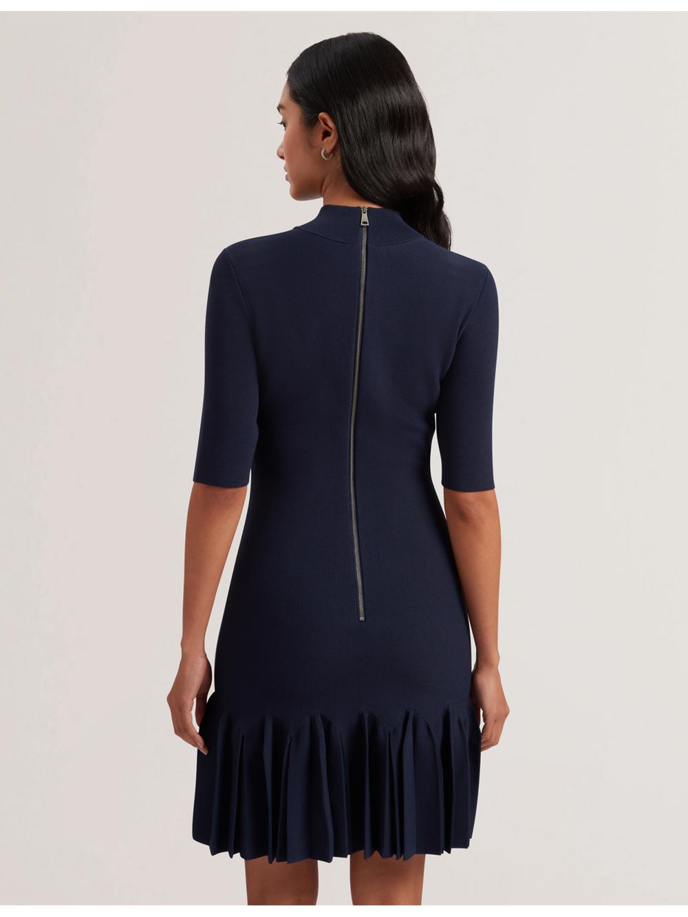 Ted Baker CANDDY - Pleated Hem Bodycon Knit Women Mini Dresses Dk-Blue | Malaysia  3865-WGEPC