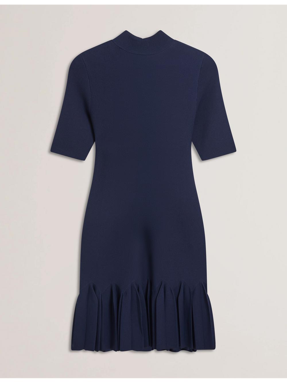Ted Baker CANDDY - Pleated Hem Bodycon Knit Women Mini Dresses Dk-Blue | Malaysia  3865-WGEPC