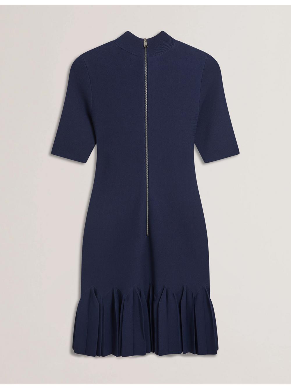 Ted Baker CANDDY - Pleated Hem Bodycon Knit Women Mini Dresses Dk-Blue | Malaysia  3865-WGEPC