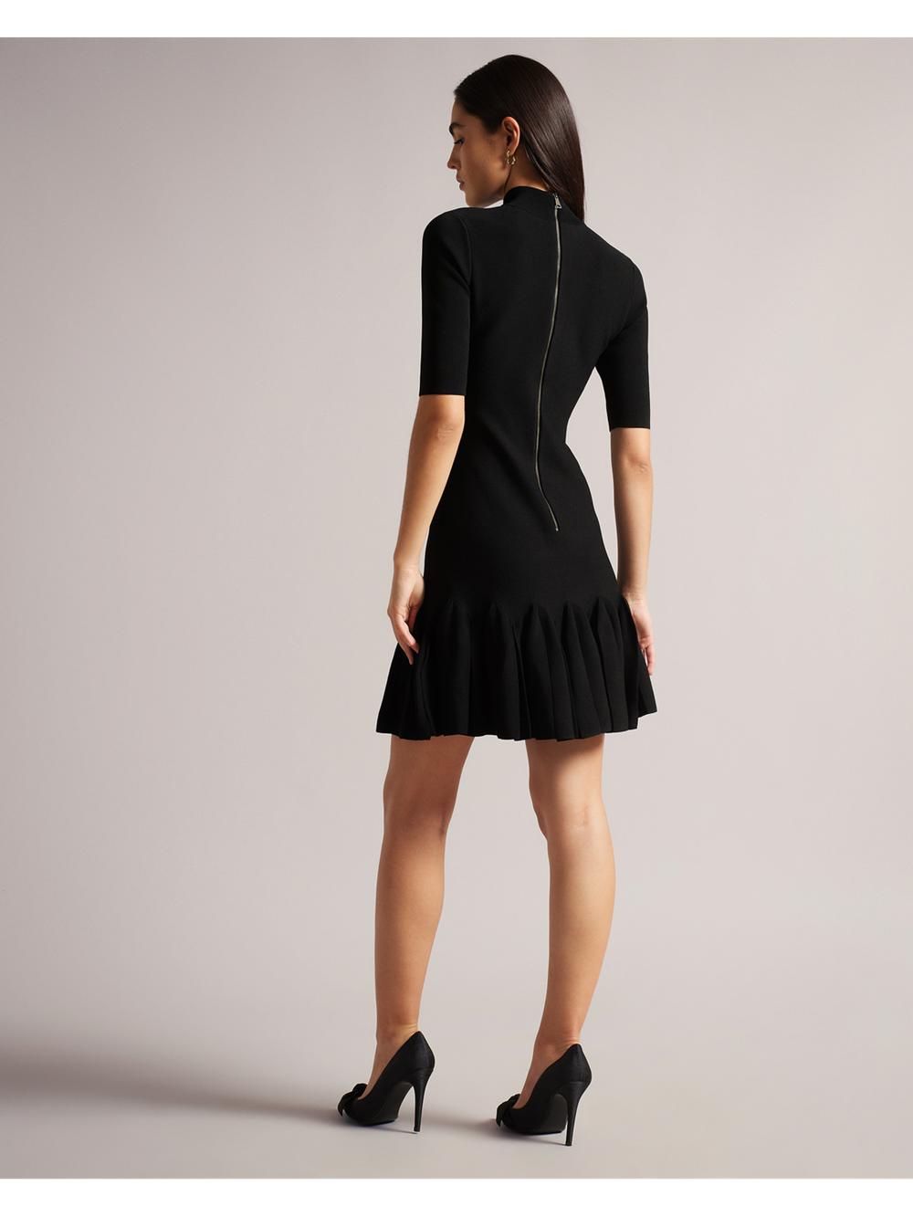 Ted Baker CANDDY - Pleated Hem Bodycon Knit Women Mini Dresses Black | Malaysia  7821-AFHDP