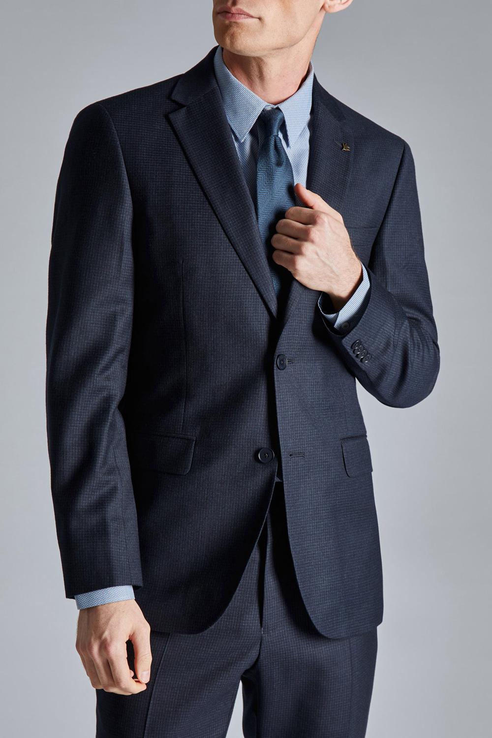 Ted Baker CANISJS - Grid Check Regular Fit Suit Men Jackets Navy | Malaysia  2150-MVXEO