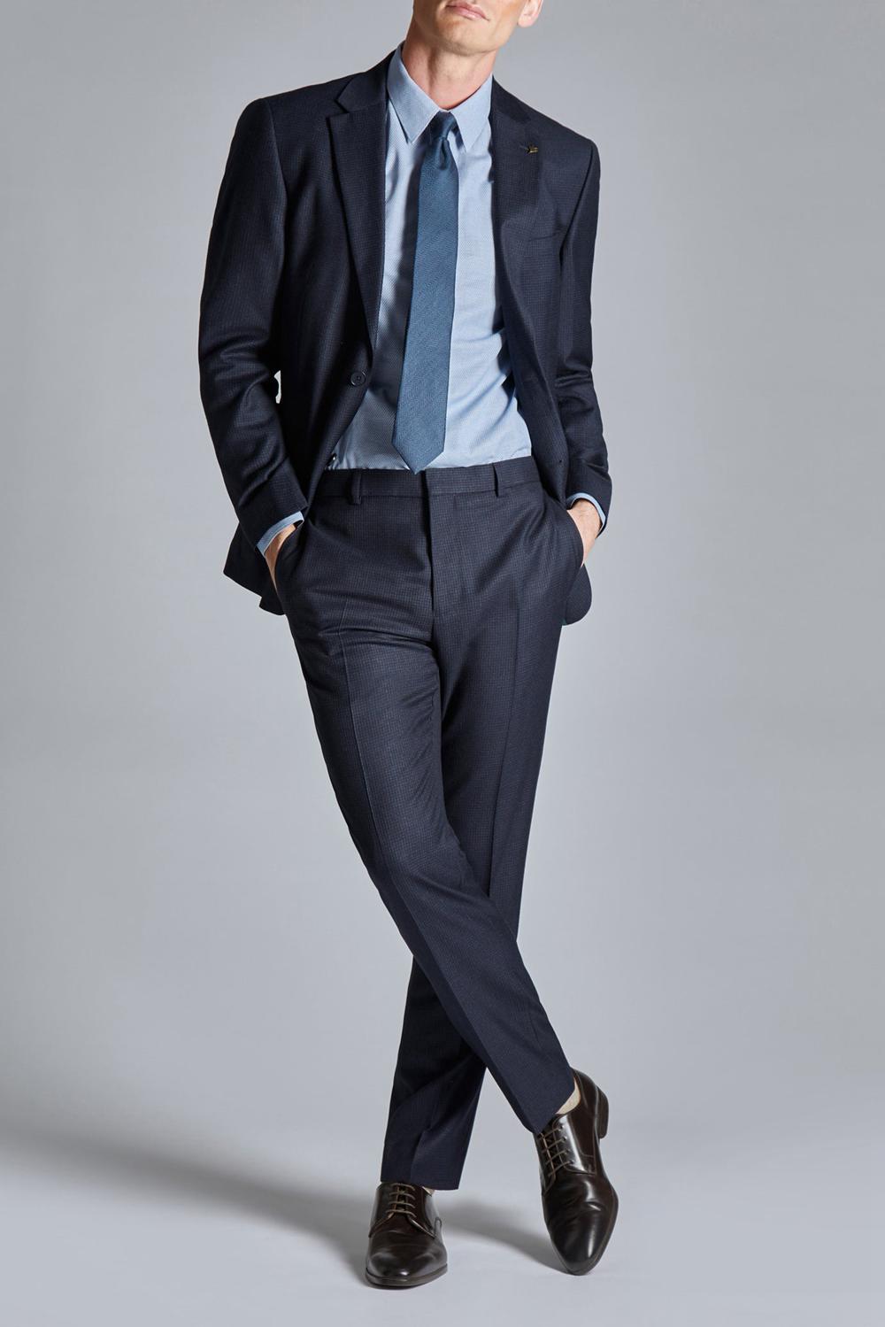 Ted Baker CANISTS - Grid Check Regular Fit Suit Men Trousers Navy | Malaysia  5781-QGSHR