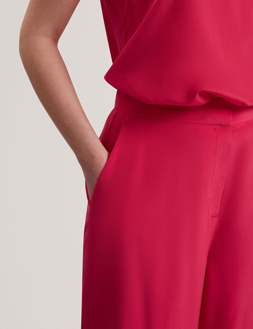 Ted Baker CARLOET - Silk Wide Leg Tailored Women Trousers Fuchsia | Malaysia  7086-ZHXRI