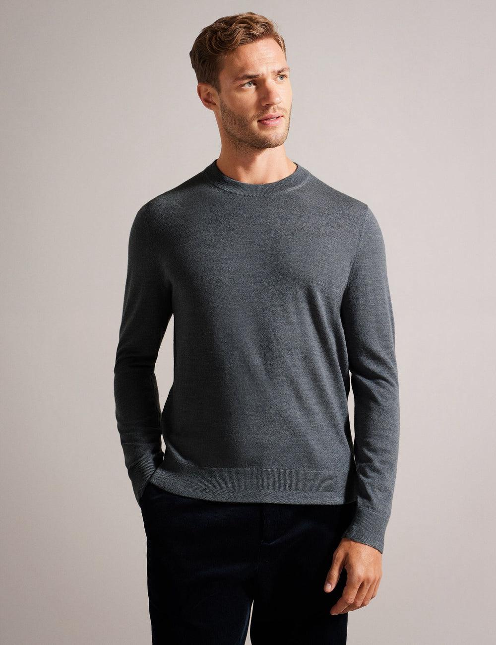 Ted Baker CARNBY - Pure Wool Crew Neck Men Jumpers Charcoal | Malaysia  7531-PHOTD