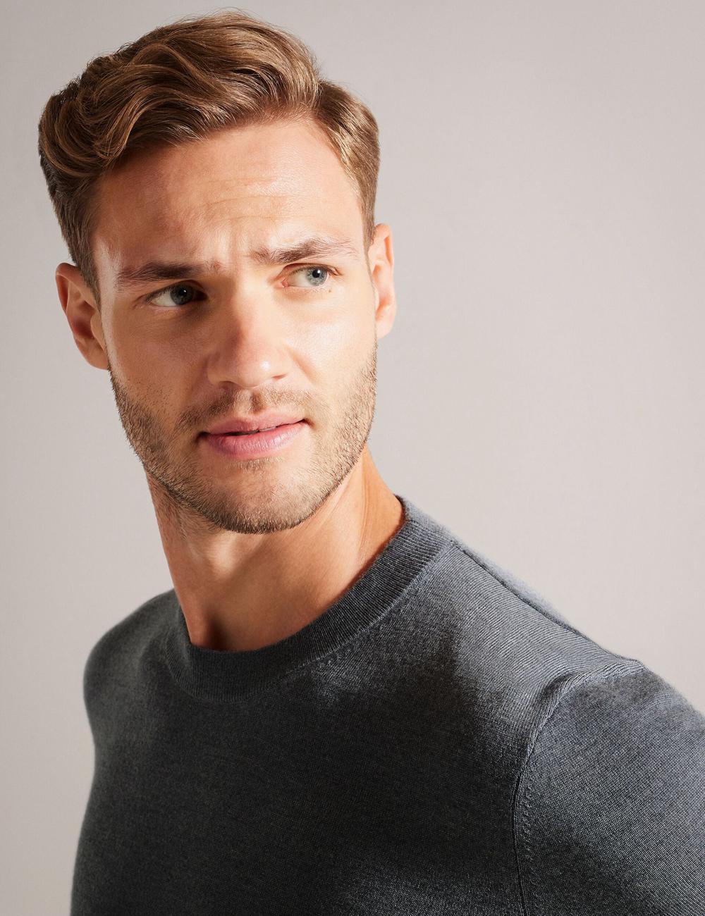 Ted Baker CARNBY - Pure Wool Crew Neck Men Jumpers Charcoal | Malaysia  7531-PHOTD