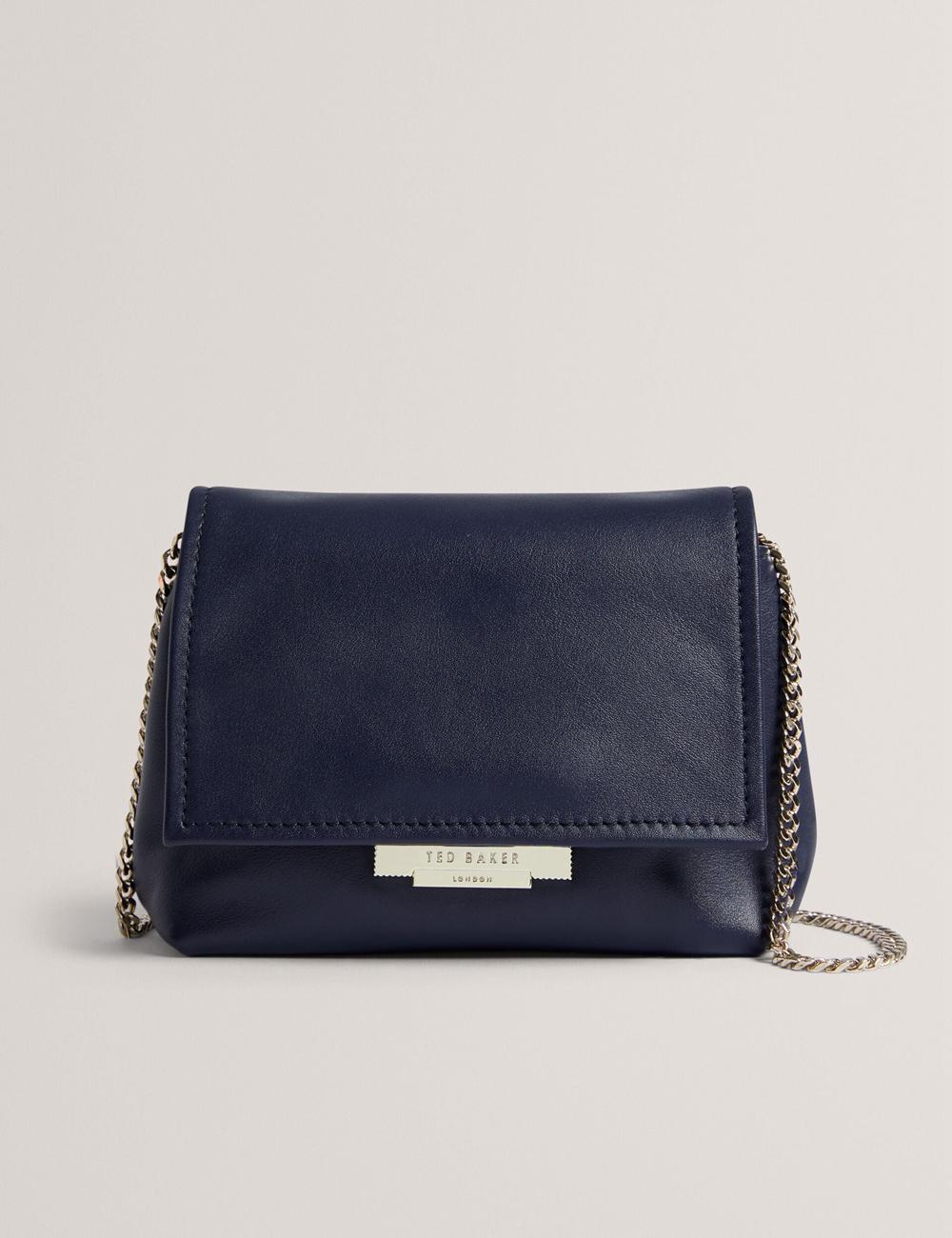Ted Baker DEMNI - Mini Leather Fold Over Chain Women Crossbody Bags Navy | Malaysia  3294-XFNJK