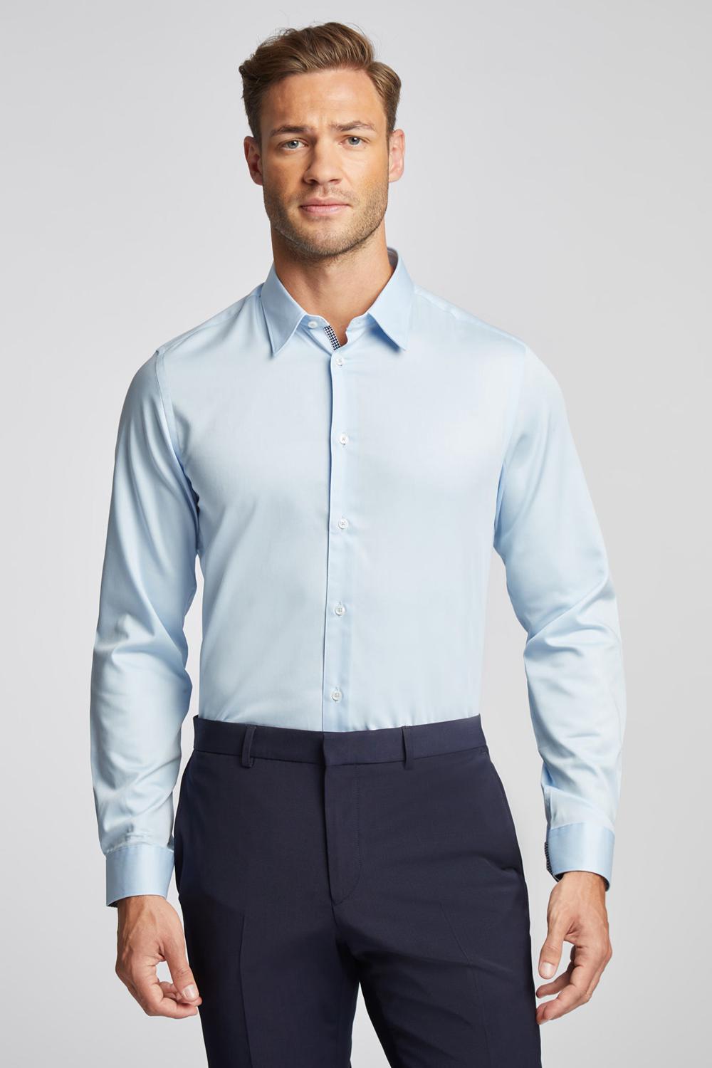 Ted Baker ISLA - Slim Fit Pure Cotton Men Formal Shirts Blue | Malaysia  8042-RYTFN