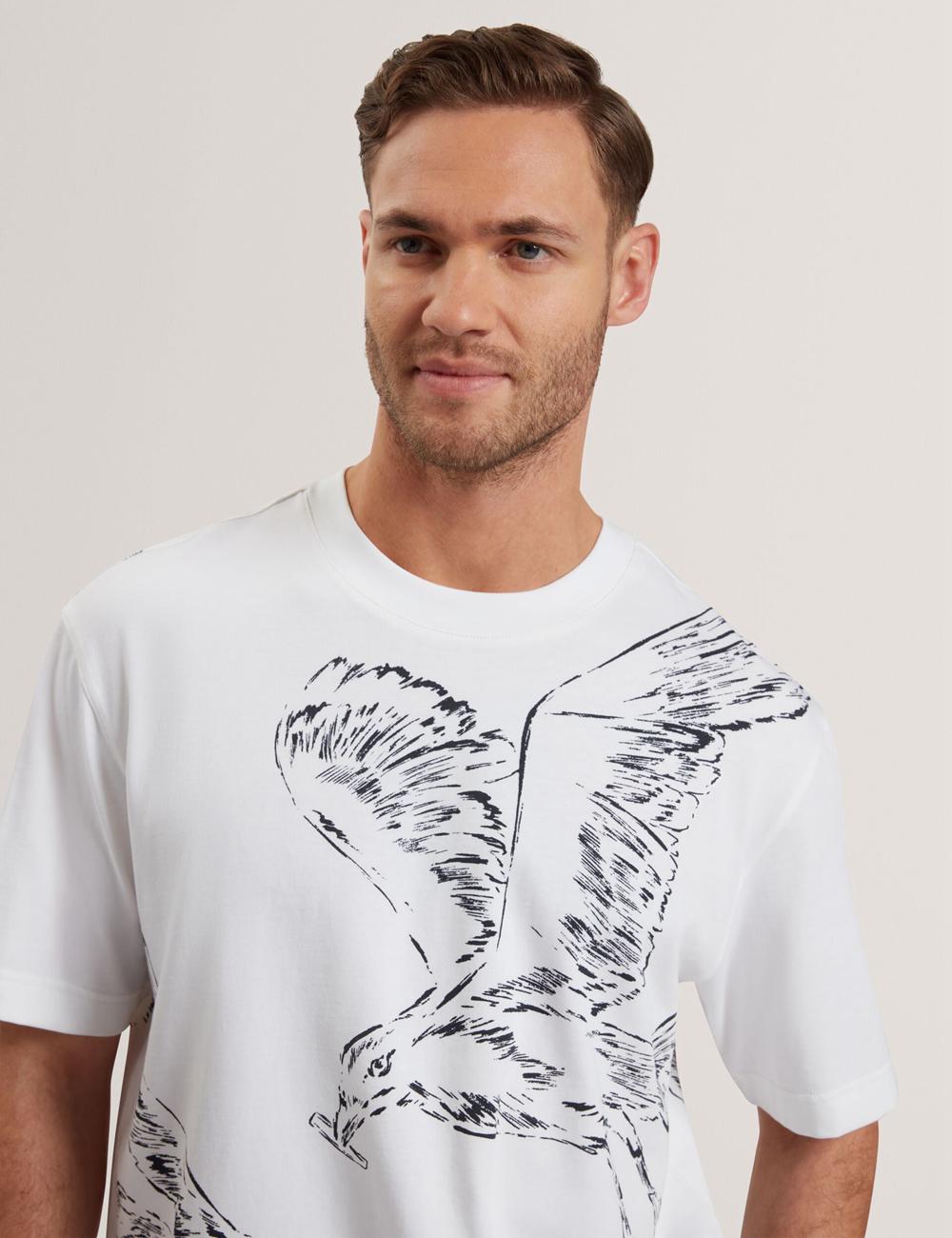 Ted Baker JAMESIO - Short Sleeve Graphic Seagull Men T-Shirts White | Malaysia  9034-LJRAM