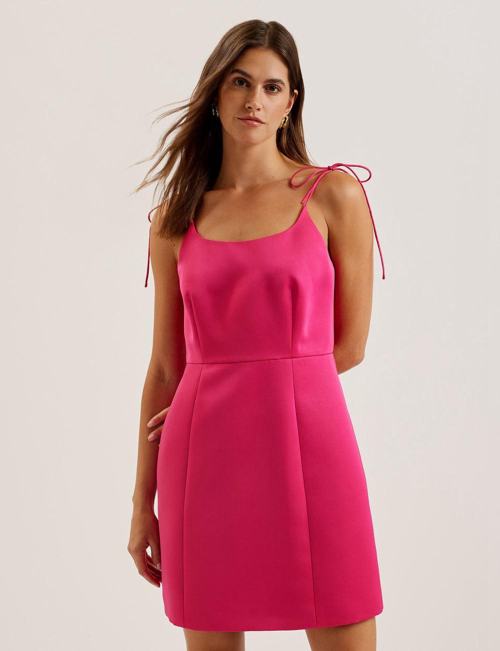 Ted Baker KAVALA - Strap Square Neck Women Mini Dresses Fuchsia | Malaysia  7629-AZFHN