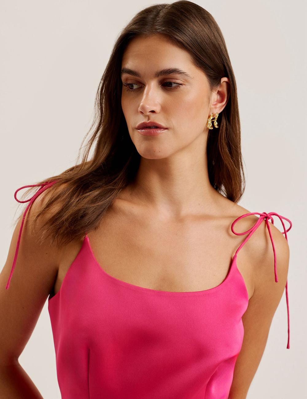 Ted Baker KAVALA - Strap Square Neck Women Mini Dresses Fuchsia | Malaysia  7629-AZFHN