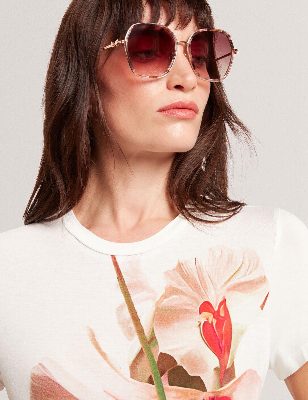 Ted Baker KIRA - Oversized Metal Frame Hexagon Women Sunglasses Gloss Pattern | Malaysia  7914-VPIAR