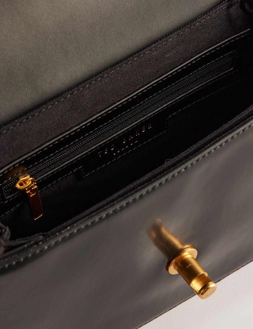 Ted Baker KKAYLI - Polished Leather Crossbody Satchel Women Satchel Bags Black | Malaysia  5640-EWNZV