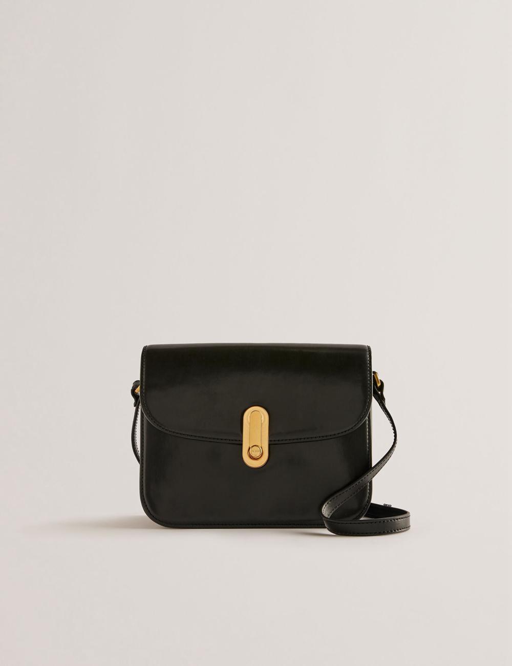 Ted Baker KKAYLI - Polished Leather Crossbody Satchel Women Satchel Bags Black | Malaysia  5640-EWNZV
