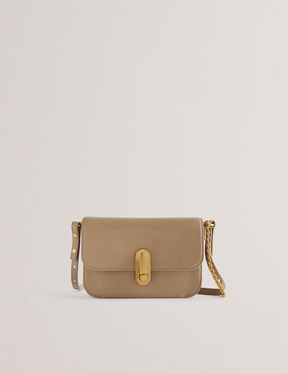 Ted Baker KKAYSA - Leather Twist Lock Small Women Crossbody Bags Taupe | Malaysia  0217-NFHZX