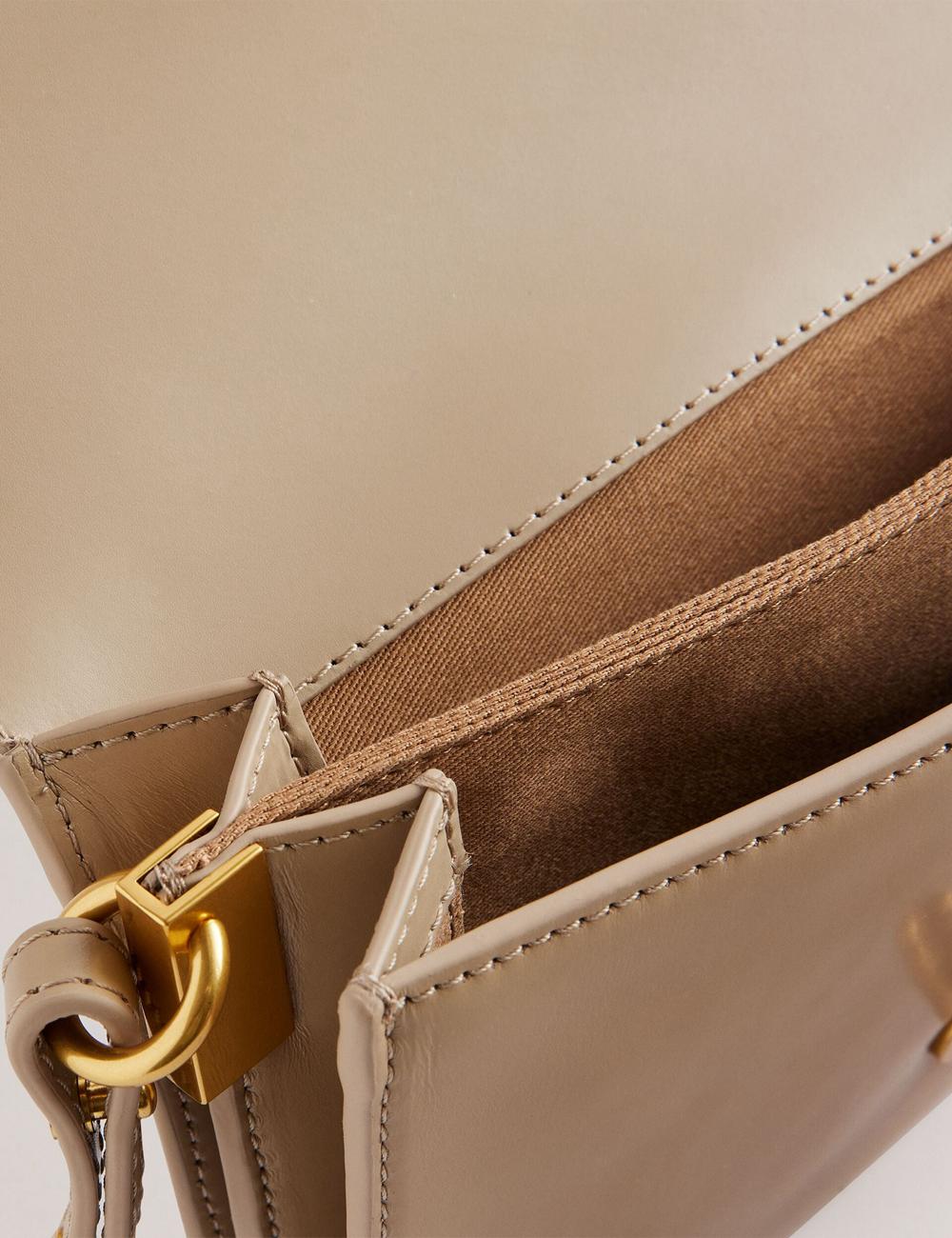 Ted Baker KKAYSA - Leather Twist Lock Small Women Crossbody Bags Taupe | Malaysia  0217-NFHZX
