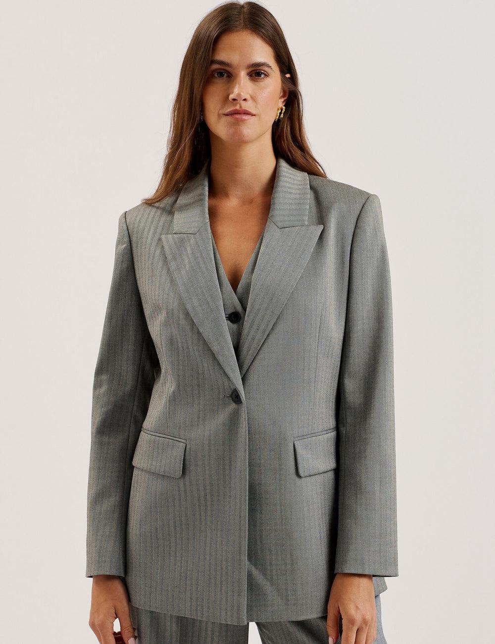 Ted Baker KOA - Oversized Herringbone Single Breasted Women Blazers Dk-Grey | Malaysia  1902-SHTBM