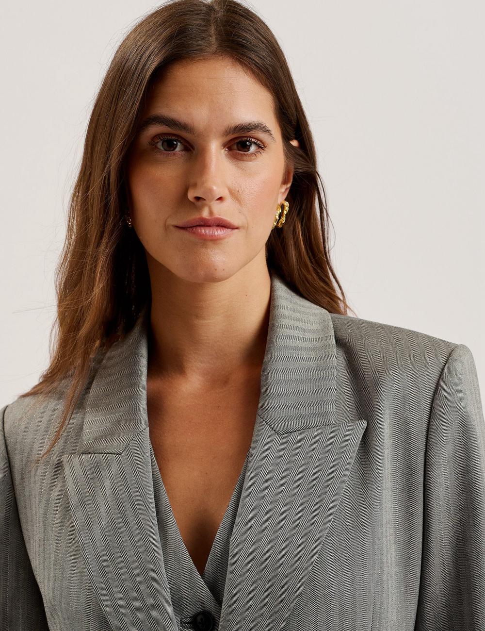 Ted Baker KOA - Oversized Herringbone Single Breasted Women Blazers Dk-Grey | Malaysia  1902-SHTBM