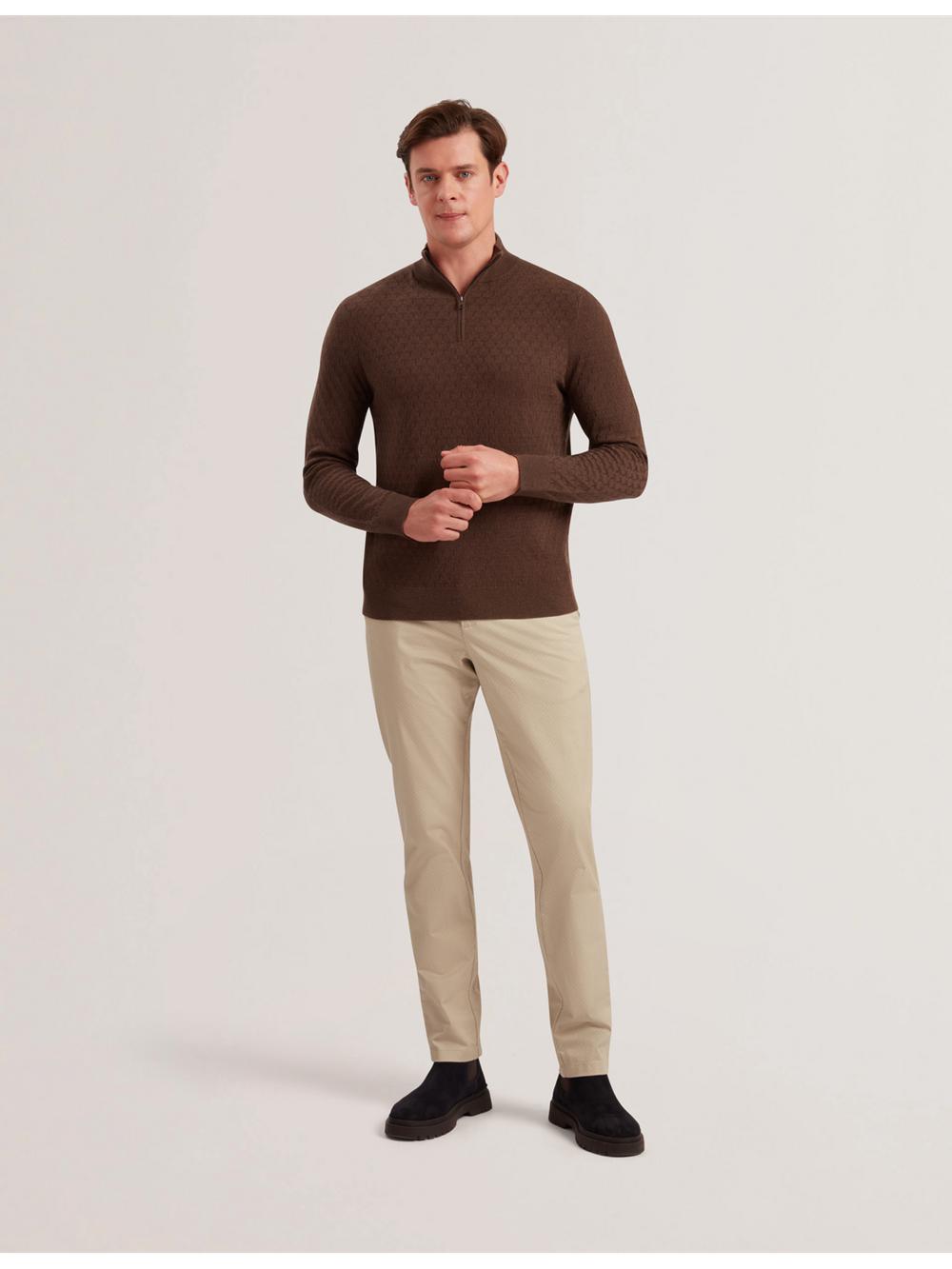 Ted Baker KURNLE - T Knit Half Zip Funnel Neck Men Jumpers Brown | Malaysia  3625-ZVLCQ