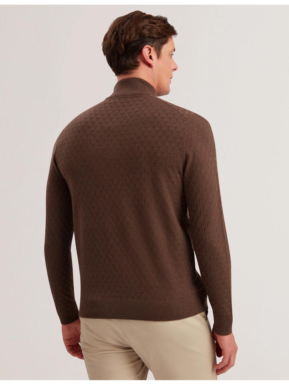 Ted Baker KURNLE - T Knit Half Zip Funnel Neck Men Jumpers Brown | Malaysia  3625-ZVLCQ