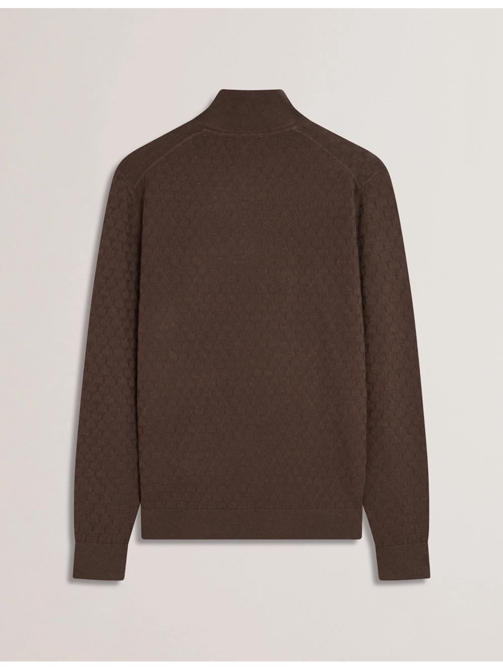 Ted Baker KURNLE - T Knit Half Zip Funnel Neck Men Jumpers Brown | Malaysia  3625-ZVLCQ