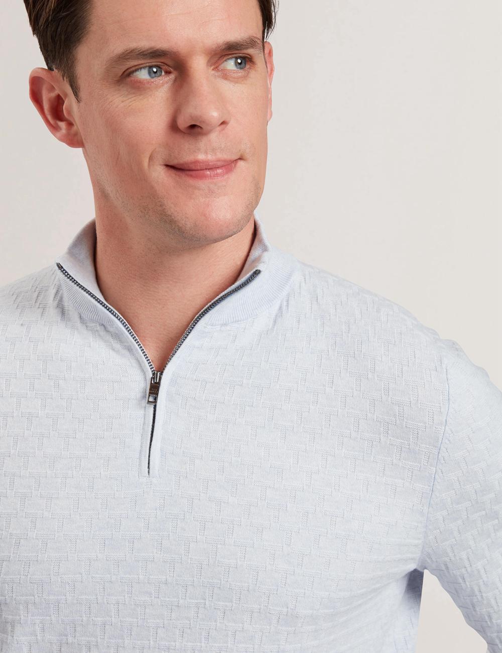 Ted Baker KURNLE - T Knit Half Zip Funnel Neck Men Jumpers Blue | Malaysia  9710-HQMEY