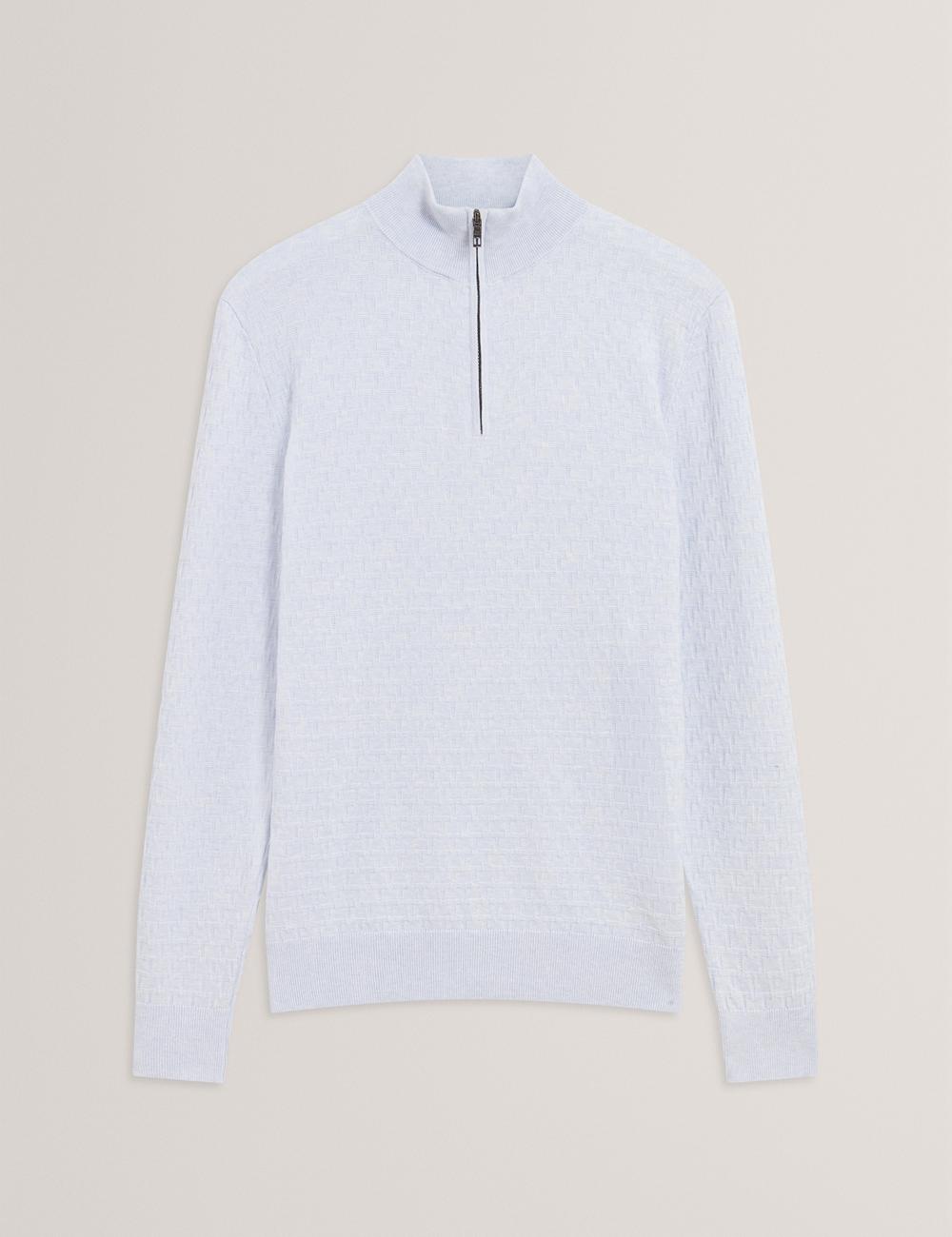 Ted Baker KURNLE - T Knit Half Zip Funnel Neck Men Jumpers Blue | Malaysia  9710-HQMEY