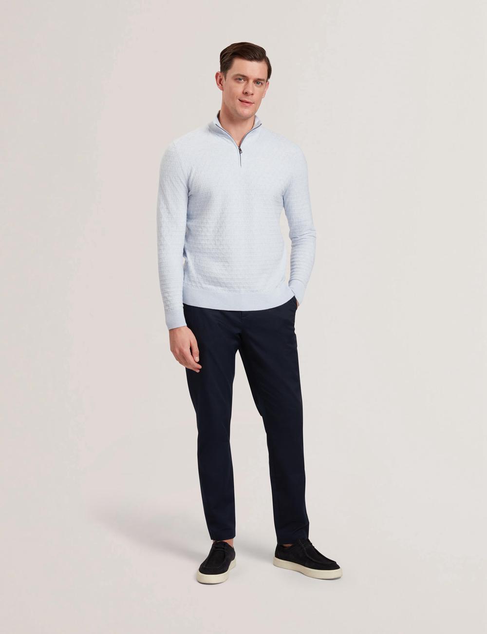 Ted Baker KURNLE - T Knit Half Zip Funnel Neck Men Jumpers Blue | Malaysia  9710-HQMEY