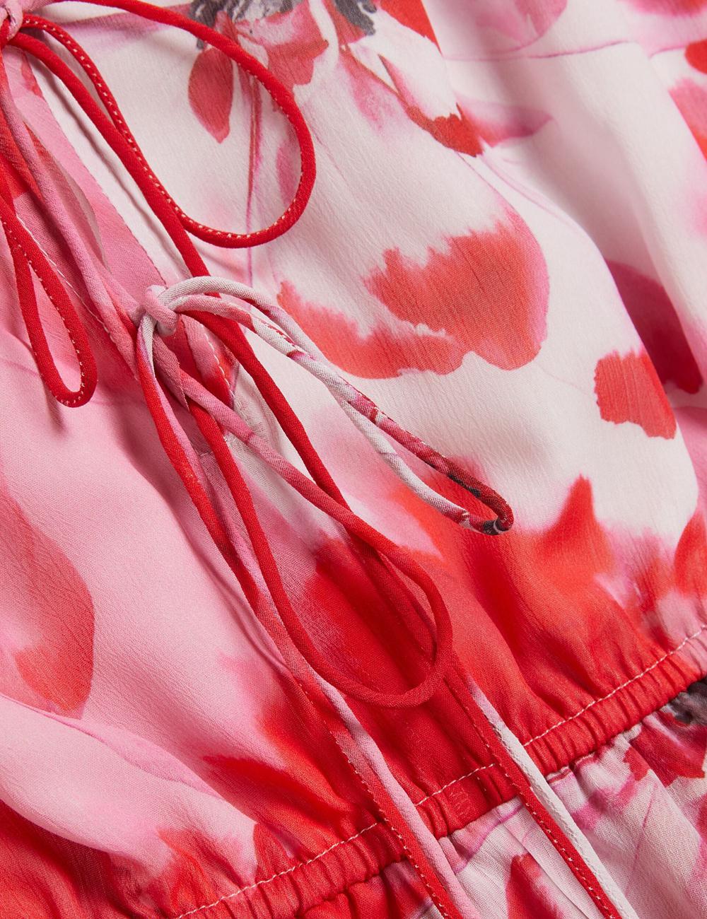 Ted Baker LEYNA - Floral Chiffon Front Women Mini Dresses Red | Malaysia  0724-TBILZ