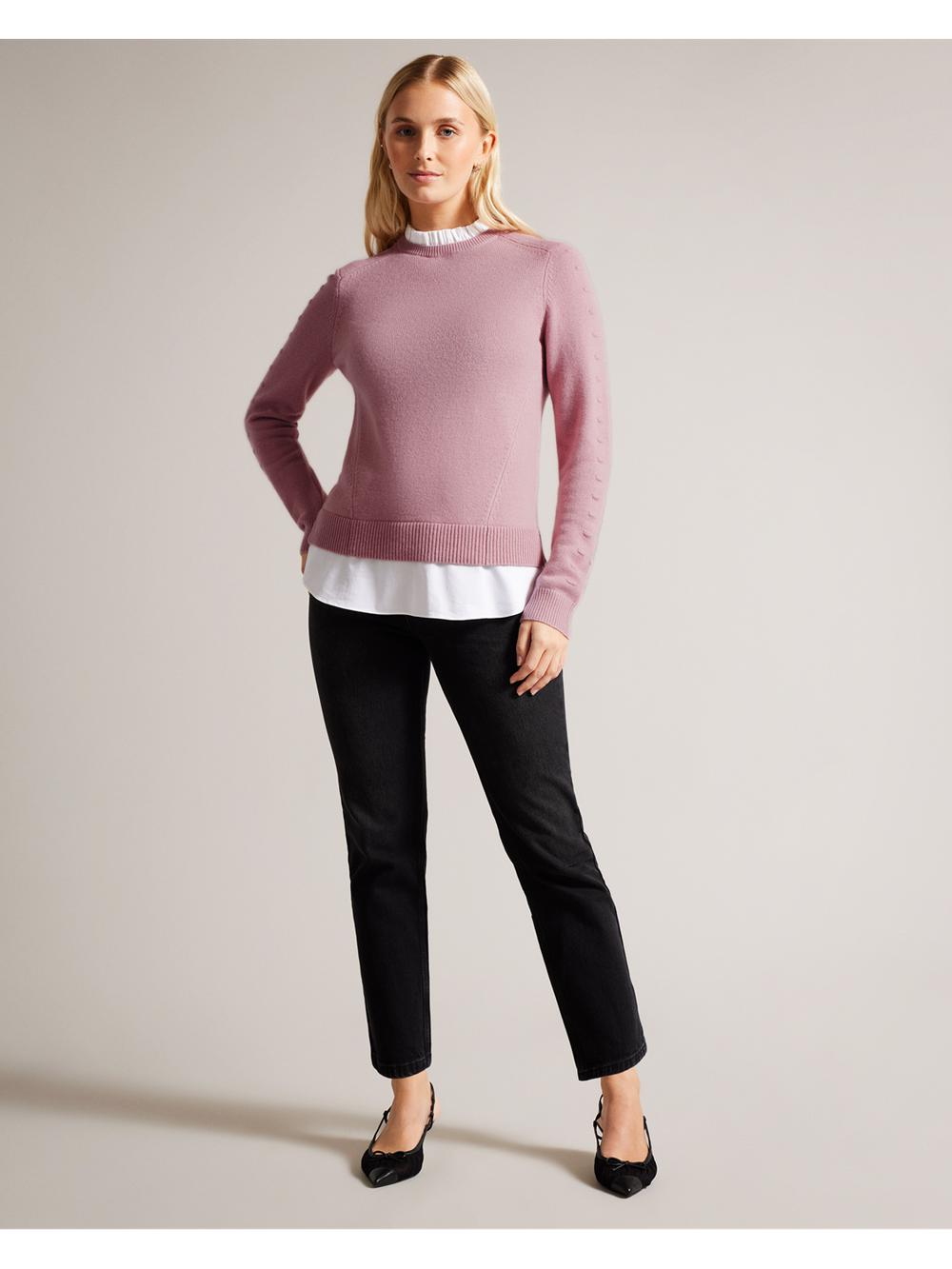 Ted Baker LISSIAH - Bobble Detail Shirt Hem Knitted Women Jumpers Dusky-Pink | Malaysia  6108-CNTLI