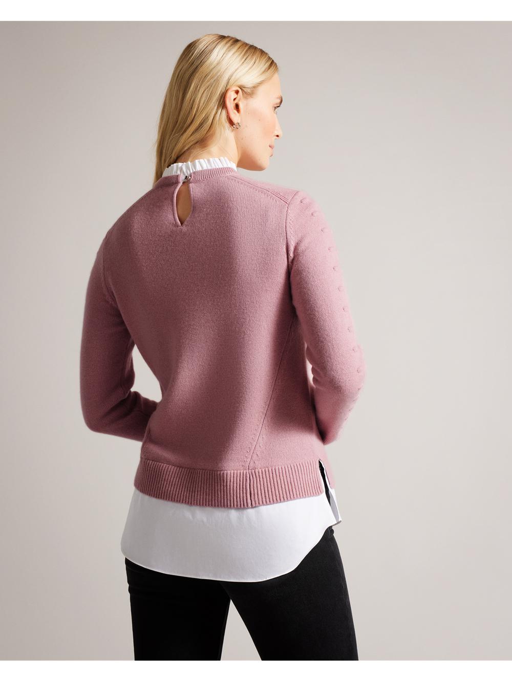 Ted Baker LISSIAH - Bobble Detail Shirt Hem Knitted Women Jumpers Dusky-Pink | Malaysia  6108-CNTLI