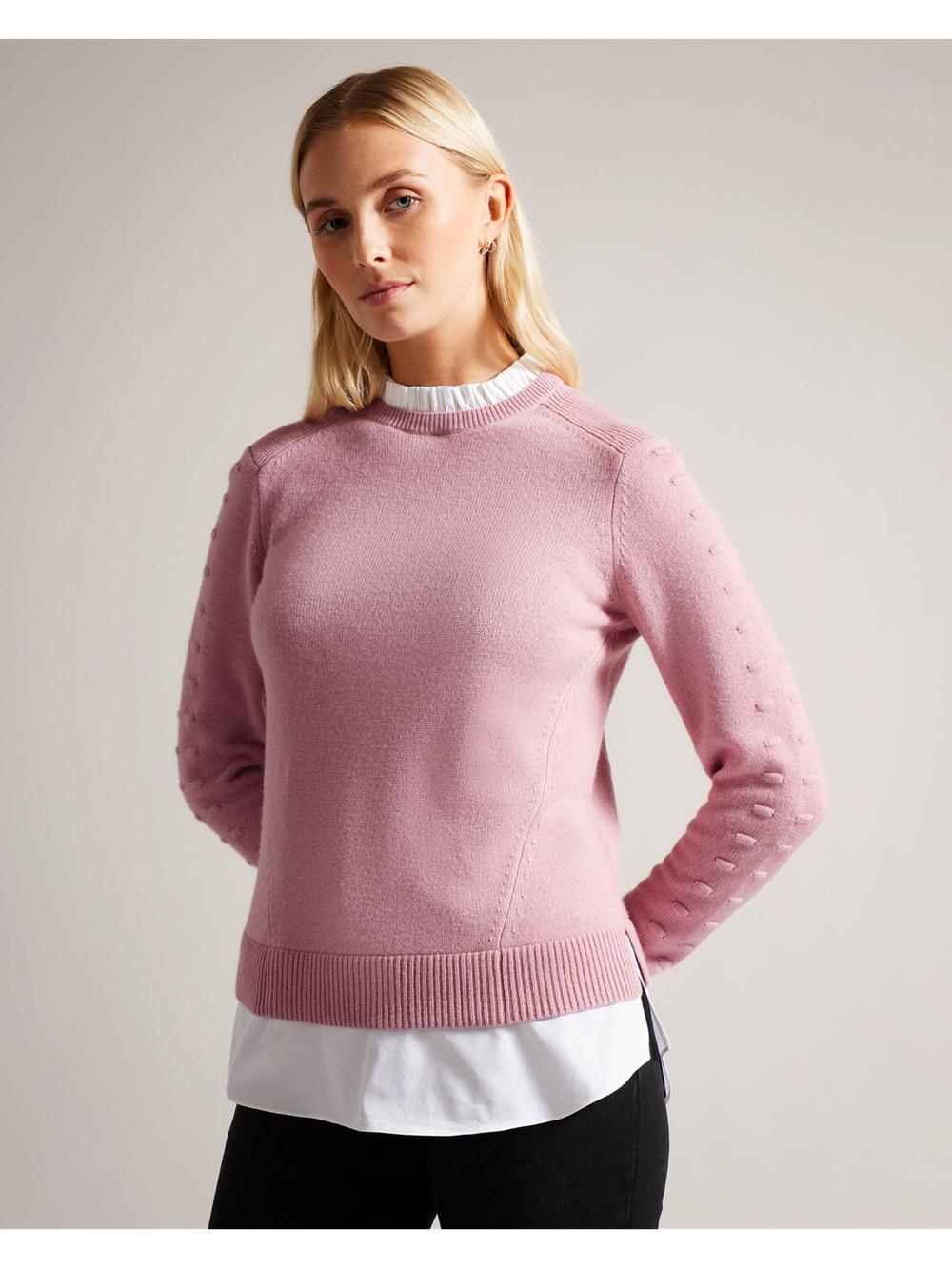 Ted Baker LISSIAH - Bobble Detail Shirt Hem Knitted Women Jumpers Dusky-Pink | Malaysia  6108-CNTLI