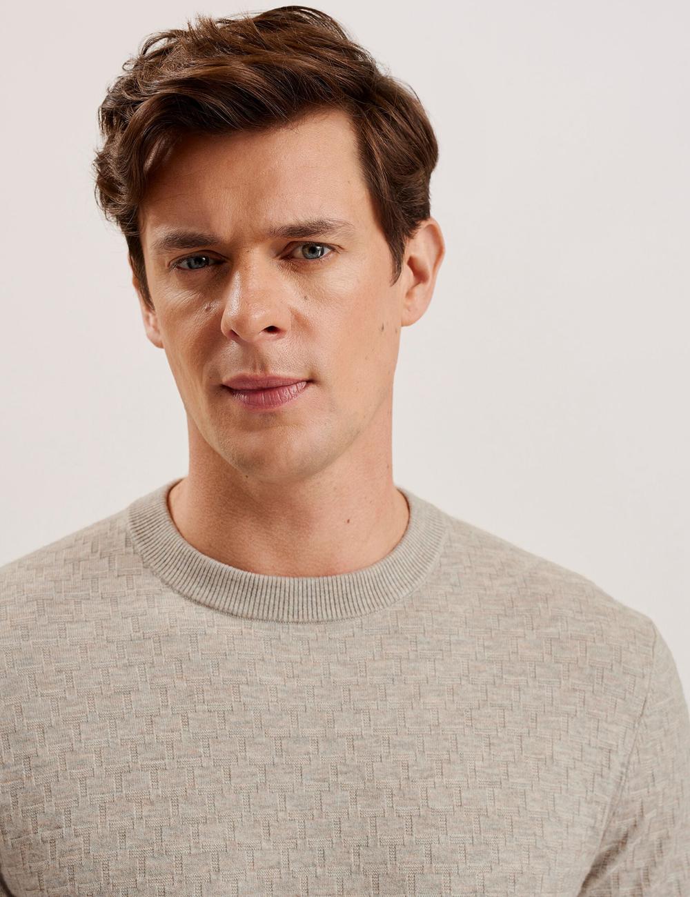 Ted Baker LOUNG - Textured T Knit Crew Neck Men Jumpers Taupe | Malaysia  2948-YNLWA