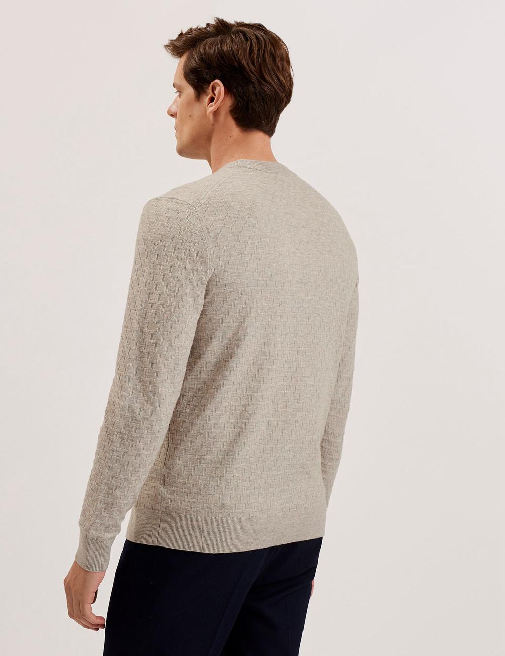 Ted Baker LOUNG - Textured T Knit Crew Neck Men Jumpers Taupe | Malaysia  2948-YNLWA