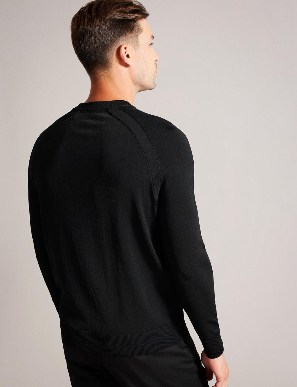 Ted Baker MAYWO - Saddle Shoulder Crew Neck Men Jumpers Black | Malaysia  3684-JFAPE