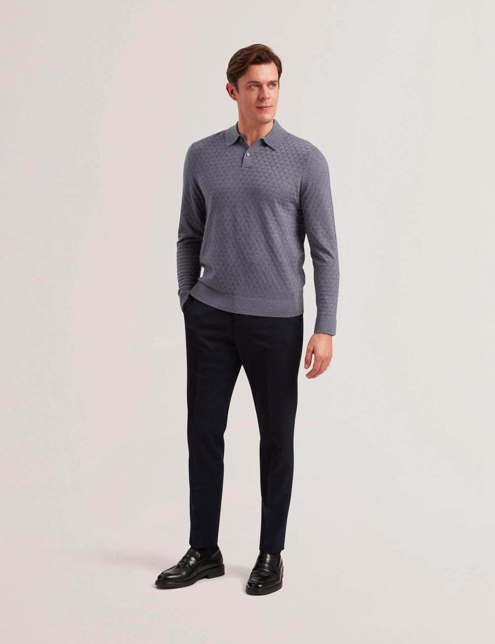 Ted Baker MORAR - T Knit Long Sleeve Top Men Jumpers Mid-Blue | Malaysia  3805-JISNM
